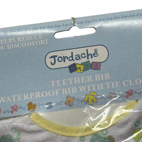 Vintage Jordache Baby Terry Cloth Teether Bib Fish Print Yellow Trim BB159 - Picture 4 of 11